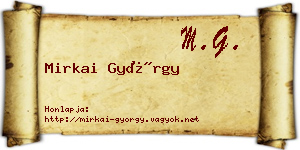 Mirkai György névjegykártya